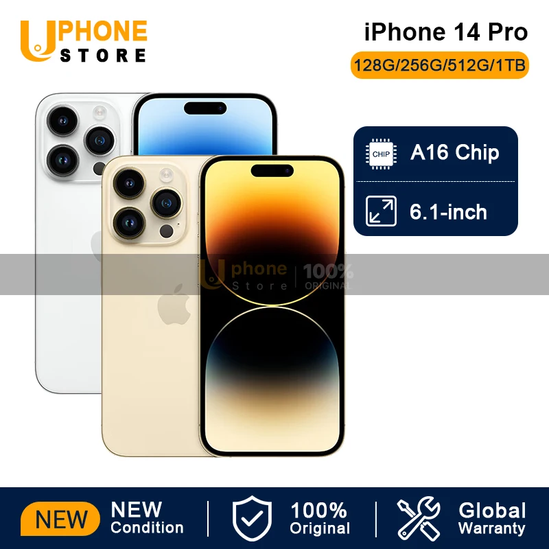

2022 NEW Condition Apple iPhone 14 Pro 8GB RAM 6.1'' Super Retina XDR Display A16 Bionic Chip iOS 16 5G mobile