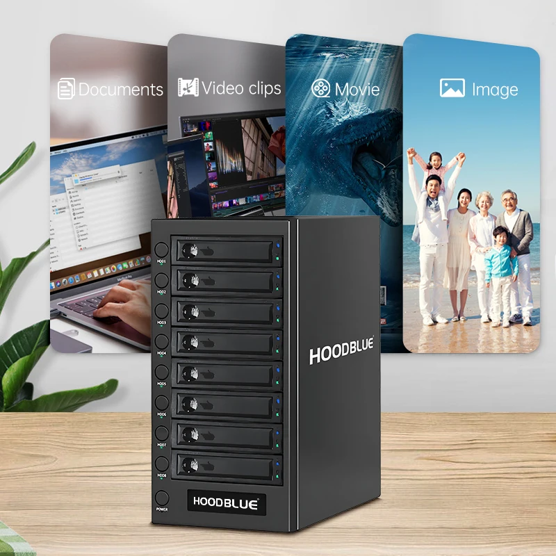 HOODBLUE 10Gbps 8베이 2.5/3.5인치 SATA 하드 드라이브 도킹 스테이션 RAID 하드 디스크 캐비닛 USB3.2 HDD 어레이 캐비닛 데스크탑 스토리지