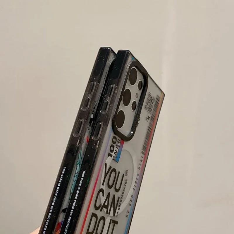 Fashion Label MagSafe Acrylic Black Border Case for Samsung Galaxy S22 S23 S24 Ultra S23+ S24 Plus Protective Shell