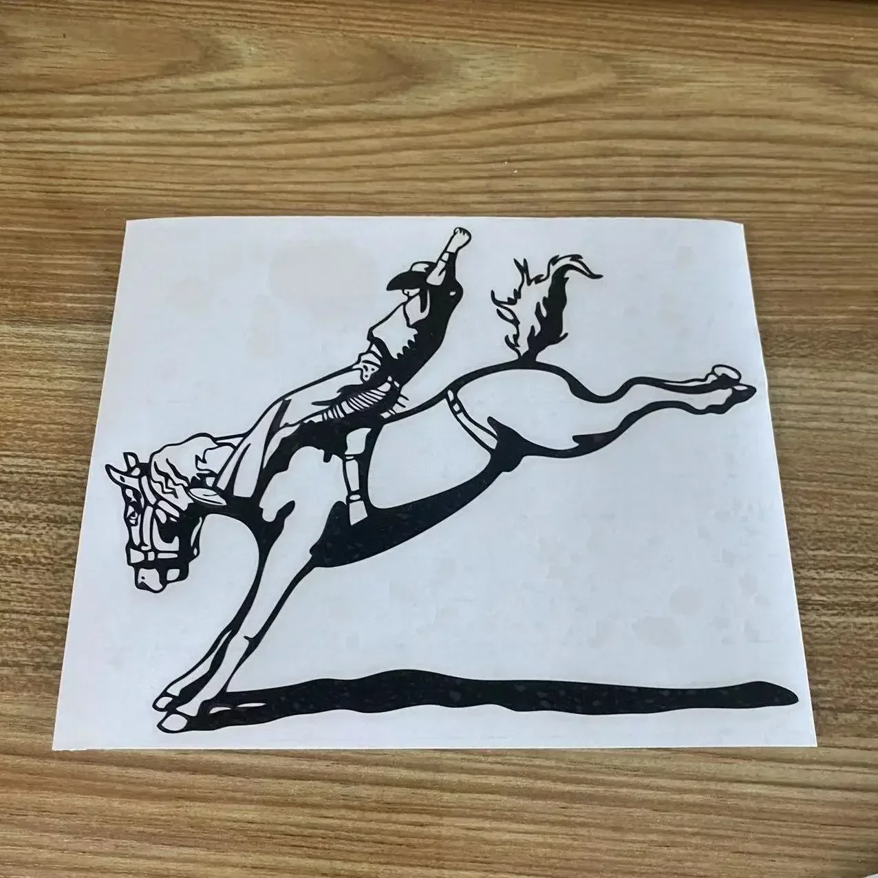 Adesivo Auto Cowgirl Rodeo CHANYI - Decalcomania In Vinile 18.5x13.9 Cm, Per Auto, Moto, Frigo | Nero/Argento