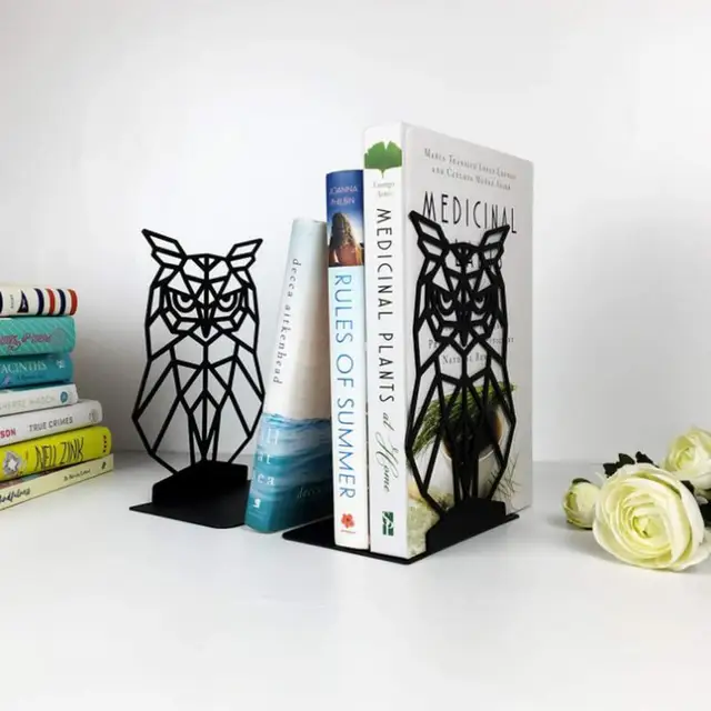 Bagoly Könyv Vége A Polcokhoz Black Hollow Out Owl Book End Könyvek Tartásához Nagy Teherbírású Fekete, Nem Csúnya Könyvtartót - Image 2
