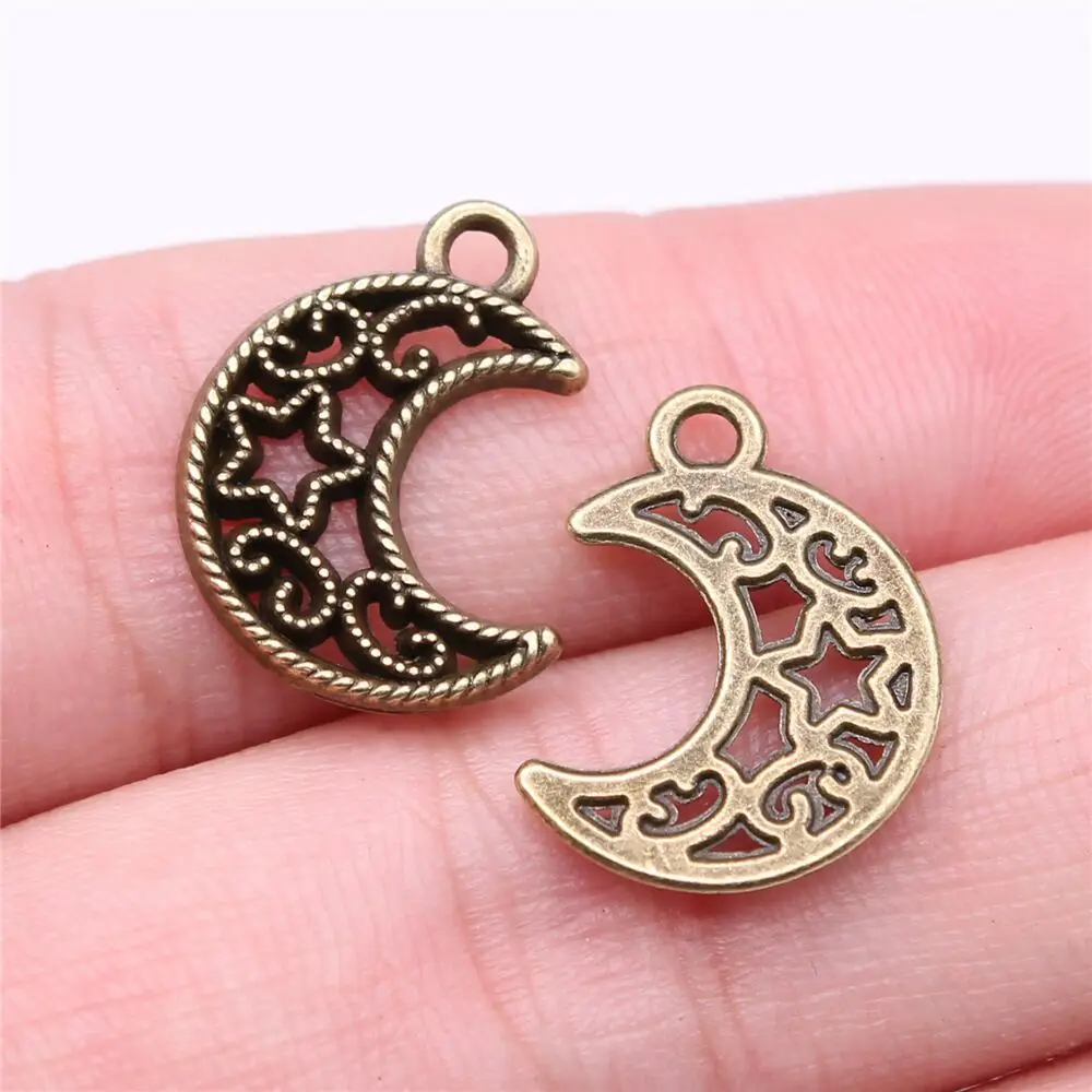 Mehrfarbig 220 Stück Zinklegierung Mond Charms Anhänger 19 x 14 mm für Armbänder Ohrringe Schmuckherstellung B15863 – Detail 4