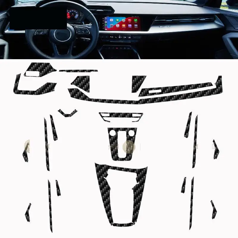 

For Audi A3 8Y 2020-2023 Car interior carbon fibre Film 5D PET Center console Anti scratch resist film Accessories refit Film