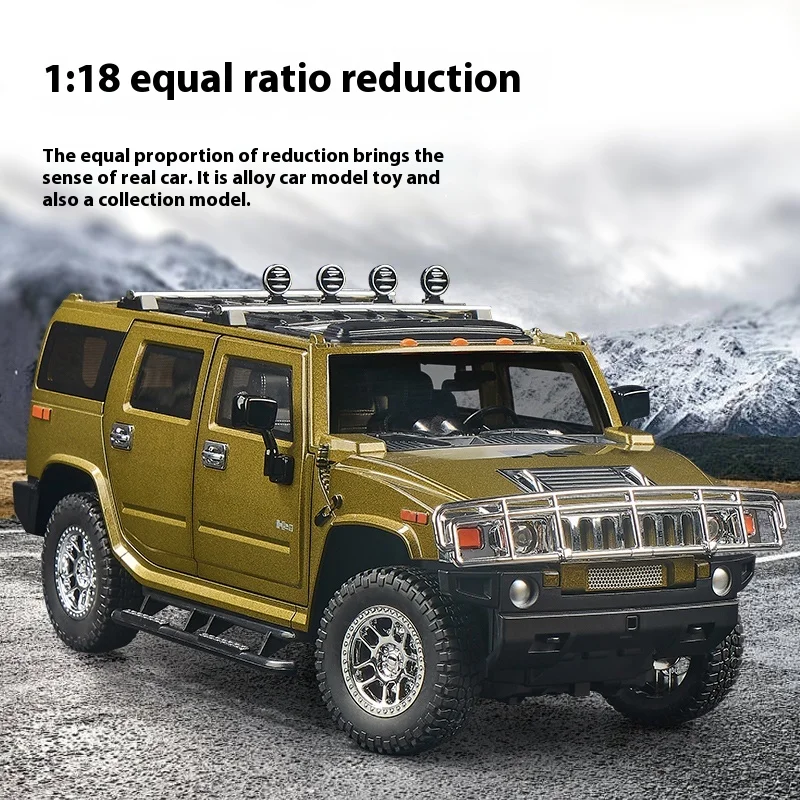1:18 Hummer H2 Alloy Off Road Car Diecast Metal Model Sound And