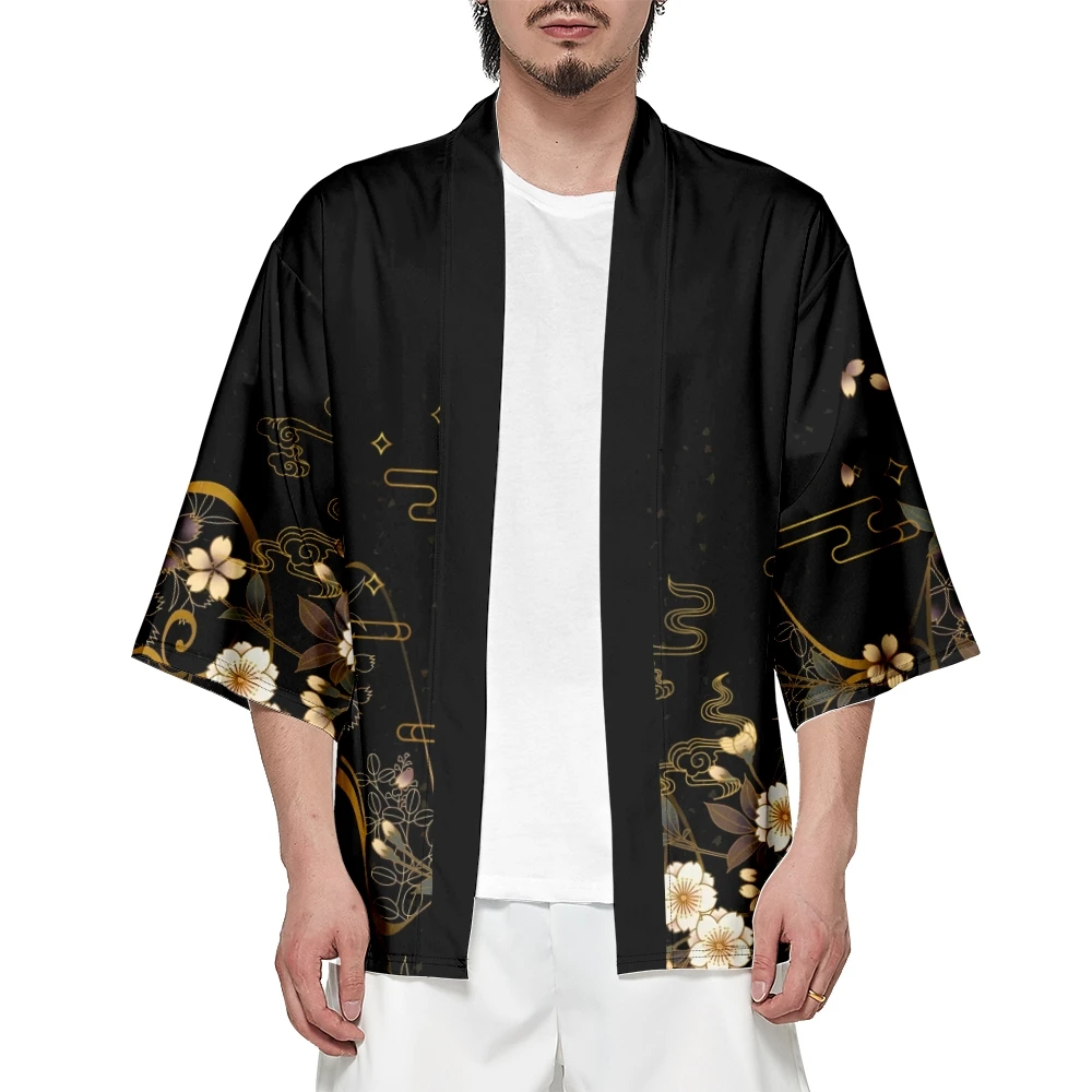 Fox Mask Print Fashion Beach Shirts Traditional Japanese Haori Cardigan Tops Plus Size 4XL 5XL 6XL