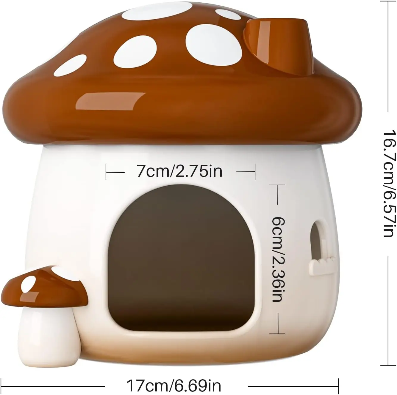 Hamster Hideout Ceramic Mushroom Shape Hamster House Habitats Cool Bed Ideal for Season Dwarf Gerbil Mice Golden Bear