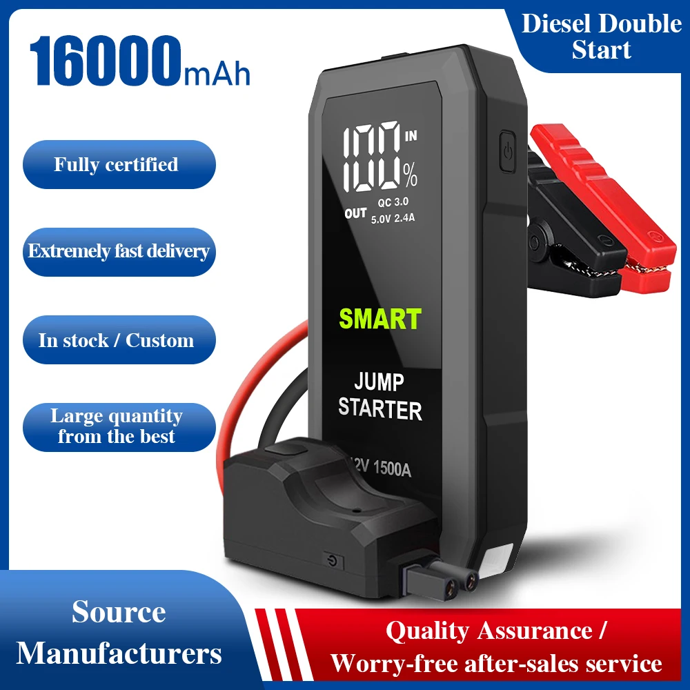 16000Mah 12V Car Jump Starter Power Bank 600A Caricabatteria Per Auto Auto Emergenza Booster Dispositivo Di Avviamento Jump Starter Dropship