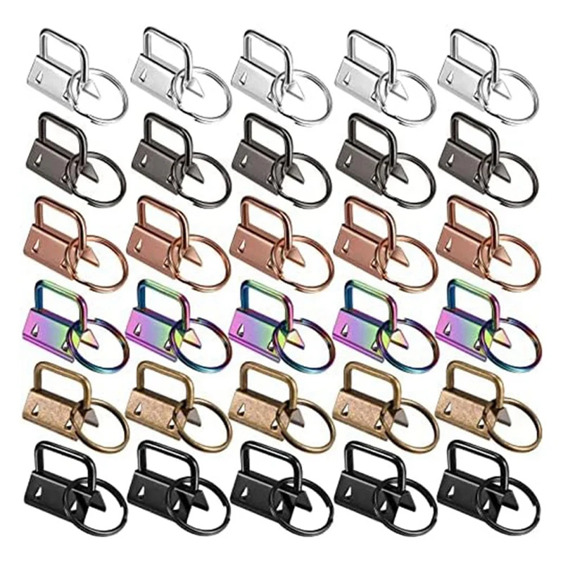 

180 Piece Key Fob Hardware 6 Colors Keychain Fob Wristlet Hardware With Key Ring Key Fob Chain Hardware
