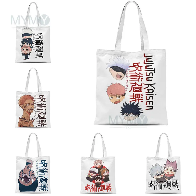 

Jujutsu Kaisen Cartoon Shoulder Bag Ryomen Sukuna Itadori Yuji Bolsas De Tela Shopper Okkotsu Yuta Gojo Satoru Shopping Bag