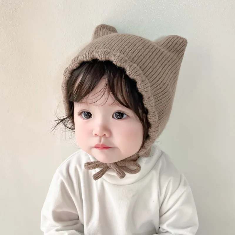 Knit Hat Baby Hat Autumn Winter Baby Knitted Hat Korean Outdoor Warm Kids Beanie Caps Rope Solid Color Toddler Boys Girls Caps Bonnet шапка