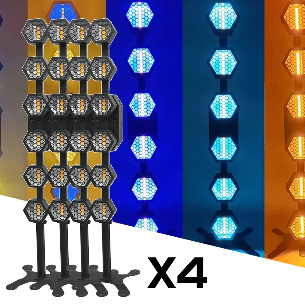 4PCS/LOT 6x50W RGB LED Retro Flash Light DMX512 DJ Sound Party