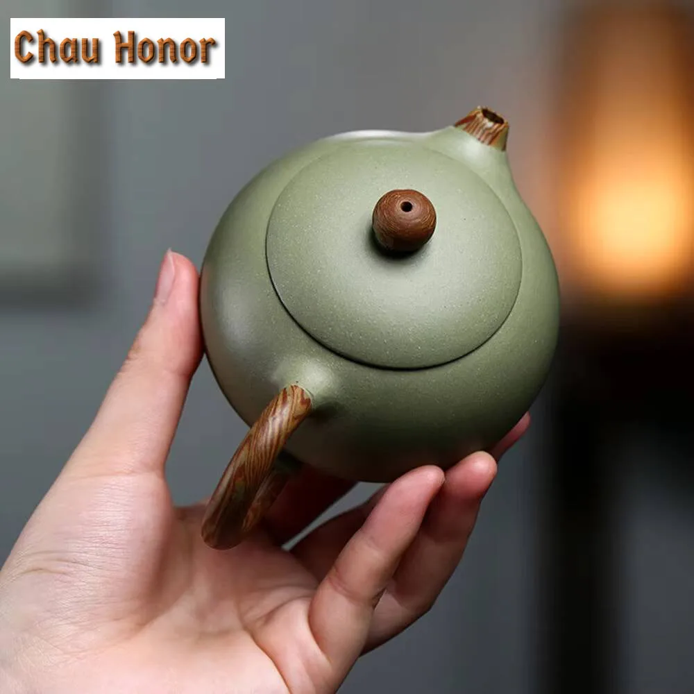 200ml Chinese Yixing Purple Clay Teapots Famous Handmade Xishi Pot Raw Ore Green Bean Mud Beauty Kettle Zisha Tea Set Collection