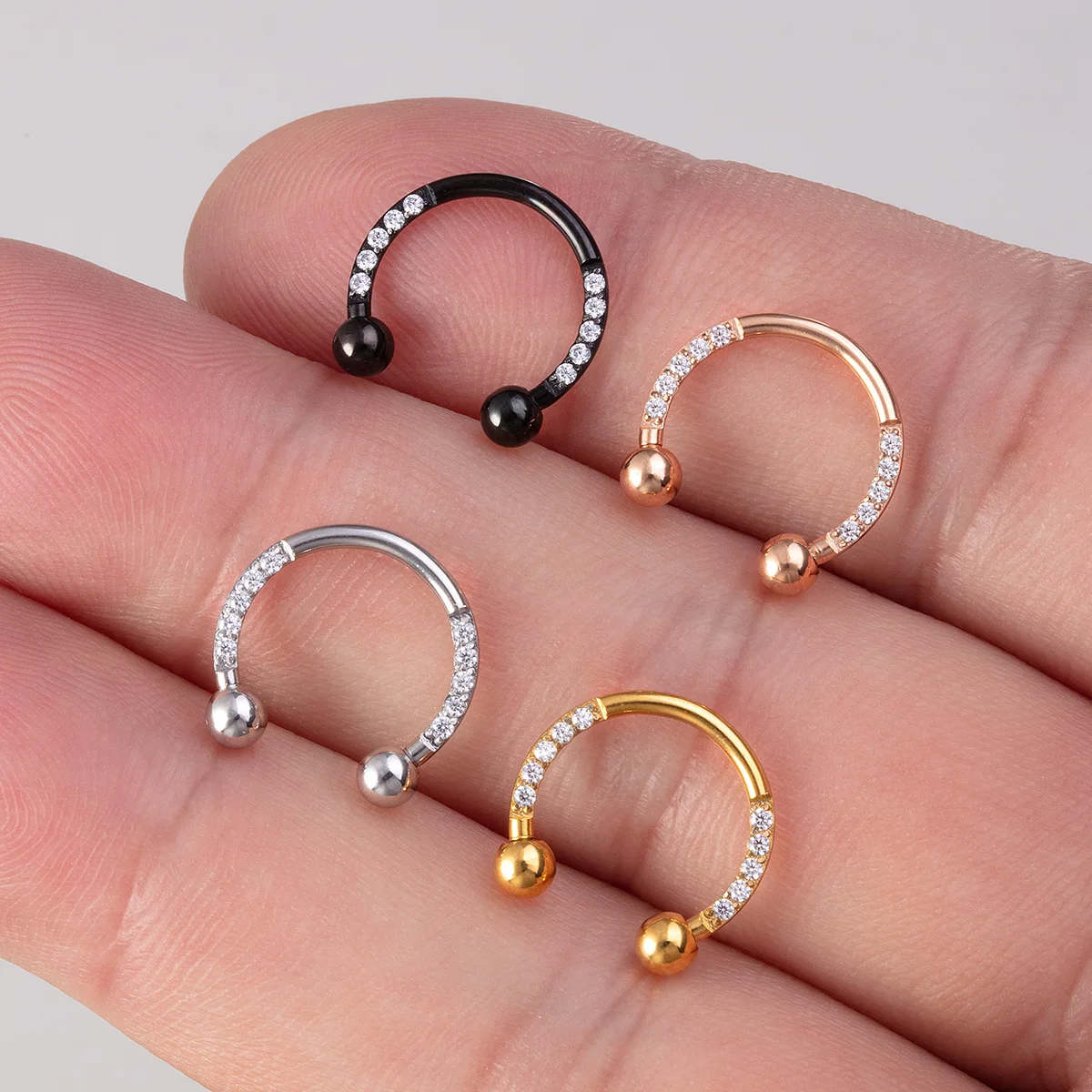 1 Stuk Kristal Hoepel Neus Ring Septum Piercing Lip Ring Rvs Oor Kraakbeen Oorbellen Tragues Daith Helix Stud Lichaam Sieraden