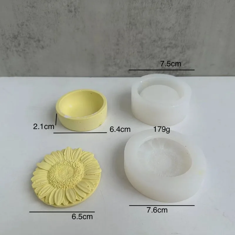 해바라기 장미 양초 항아리 실리콘 몰드, 뚜껑이 달린 DIY 꽃 콘크리트 석고 시멘트 보관함, 양초 항아리 몰드, 홈 데코