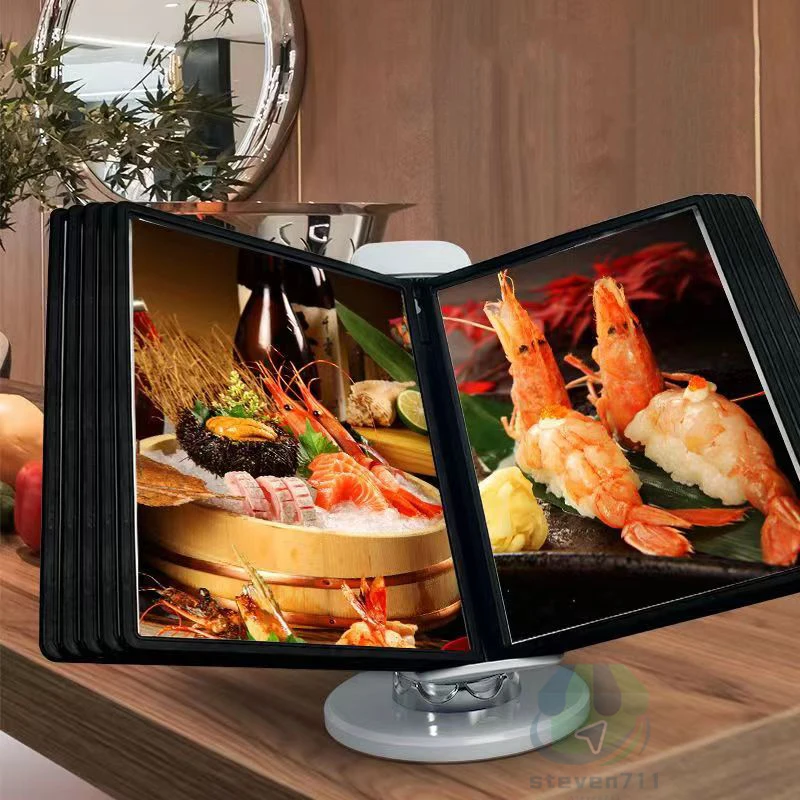A4 10 Page 20 View Menu Display Rack 360° Rotatable Signage Rack Photo Holder Ideal for Restaurants Bars Homes Shops and Office