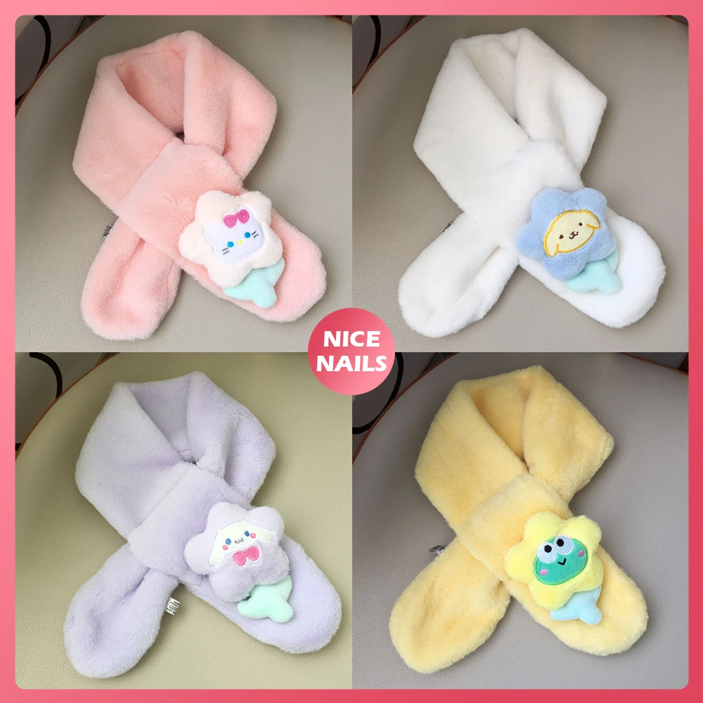

Kawaii Cartoon Children Winter Soft Warm Plush Scarf 3D Doll Thicken Cross Scarves Korean Style New Neck Ring Scarf