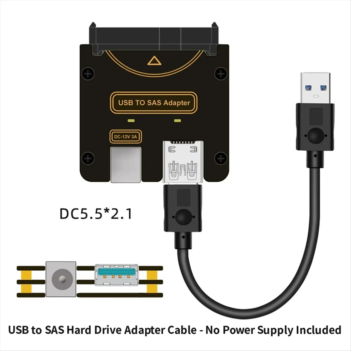 A10R USB to SFF-8482 SAS 29핀 어댑터 하드 디스크 드라이브 RAID 5Gbps HDD/SSD RAID 컨버터(칩셋 및 전원 포트 포함)