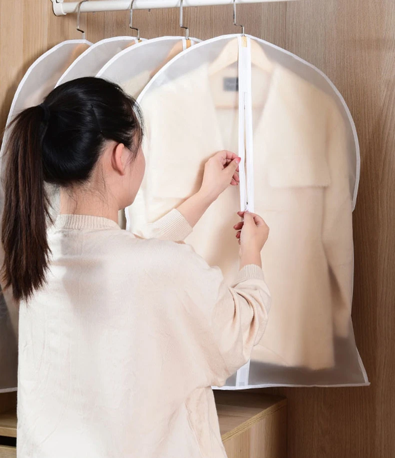 Description Picture 5 of itemClothing dust cover, waterproof and moisture-proof, portable, thickened transparent coat, hanging pocket, hanging storage bag
