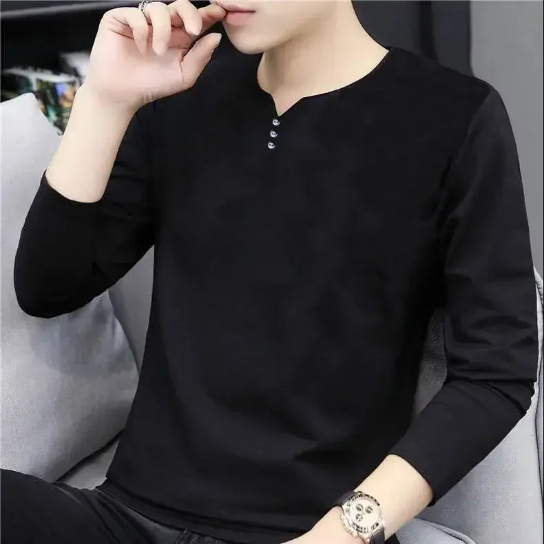 Ropa para hombre Camiseta estampada con botones y cuello en V para hombre Camiseta de marca alta con citas Harajuku Moda Talla grande XXL Original Casual A