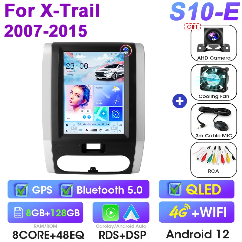 Autoradio Android 14 Pour Nissan X-Trail T31 (2007-2015) - Écran 10.1" - CarPlay/Android Auto - 2 Go RAM + 32 Go - Avec Caméra De Recul