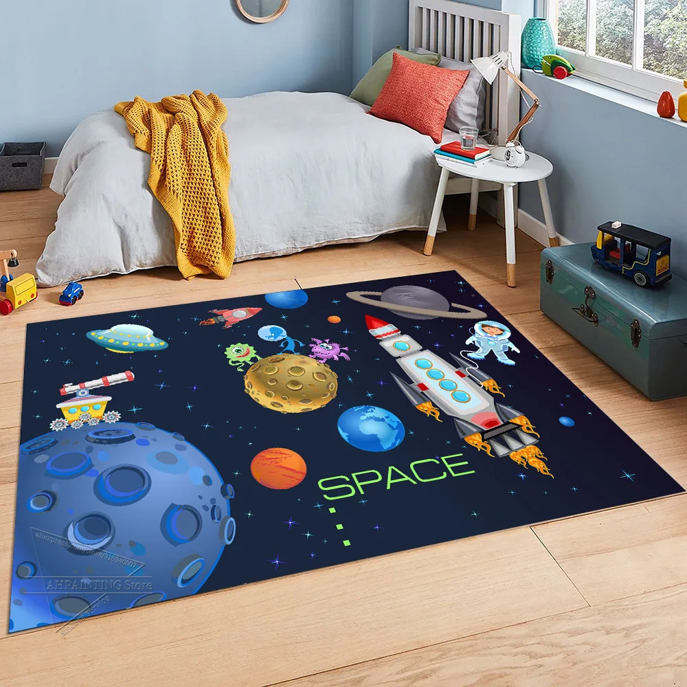 Alfombra Habitación Alfombra Infantil Alfombra Dormitorio Alfombras  Infantiles Para Habitacion Alfombra De Dibujos Animados Para Dormitorio,  Alfombra Con Patrón De Planeta Espacial Para Habitaciones De Niños, -  Alfombras - AliExpress