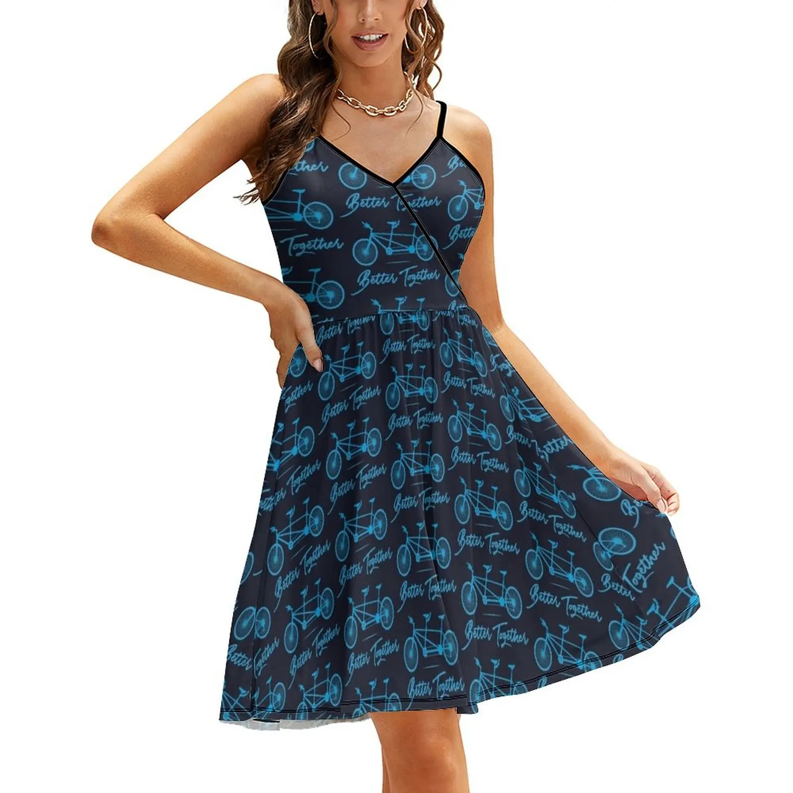 

Tandem Bike Better Together Bicycle Design Sling Dress women's summer dresses 2024 Beachwear