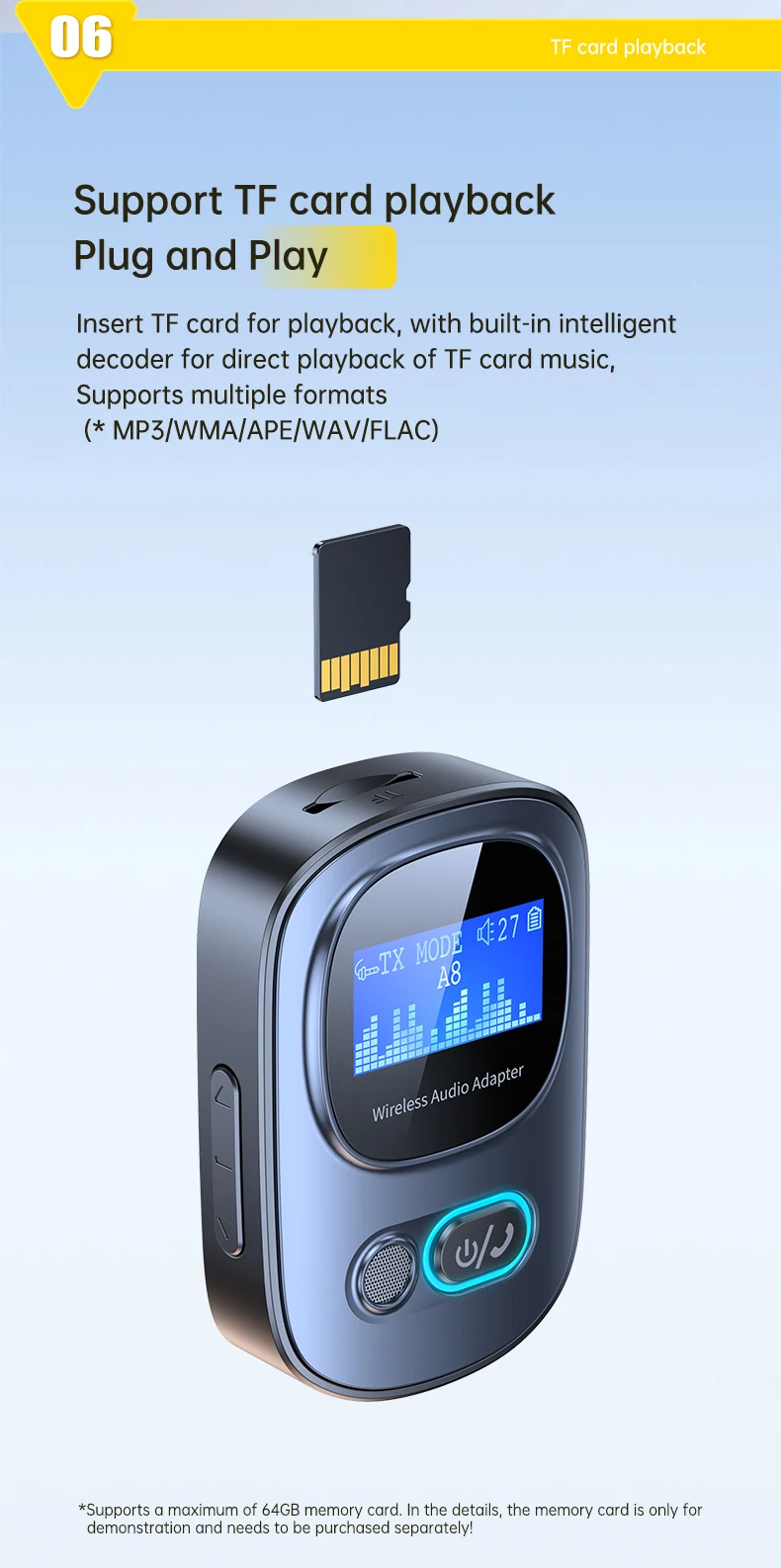 Bluetooth 5.3 Receiver for Car with led Display Aux Bluetooth Car Adapter Wirele