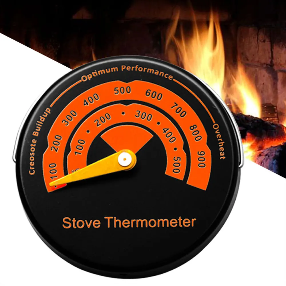 Stove Fan Grill Thermometer 0~500 Magnetic Fireplace Fan Stove Thermometer for Log Wood Burner Barbecue Oven Avoiding Overheat Temperature Gauge Meter Tool