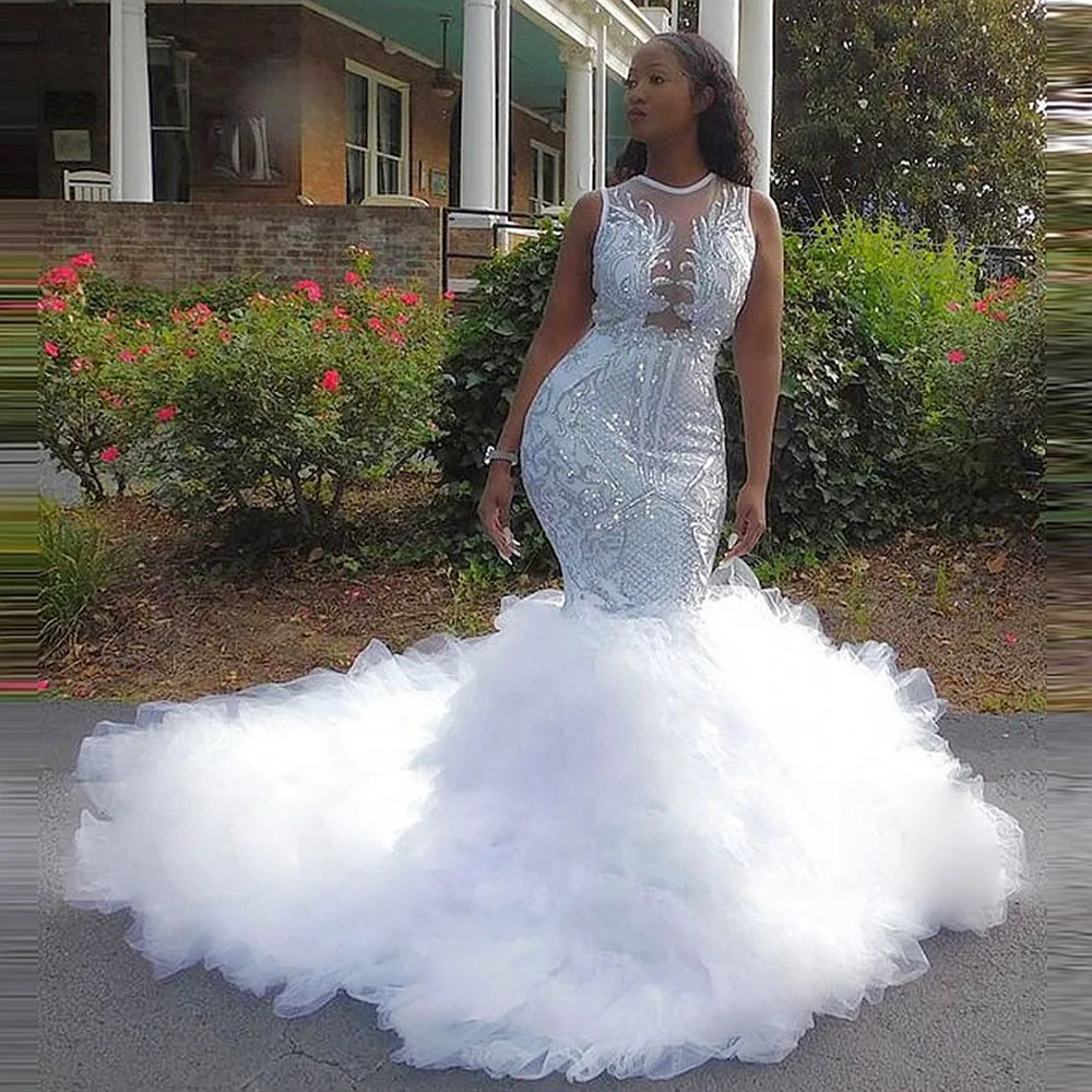 designer latin Meddele Elegant Sparkly Sequin Top Sleeveless Mermaid White Wedding Dresses Bridal  Gowns 2023 - AliExpress