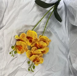 Elegant Artificial Butterfly Orchid Arrangement with Real Touch Leaves for Home and Wedding Decor (Yellow Dot)