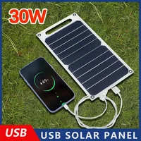 Panneau solaire 30W avec USB, étanche, pour randonnée et Camping en plein air, batterie Portable, batterie de chargement de téléphone Portable, panneau de charge 6.8V 1