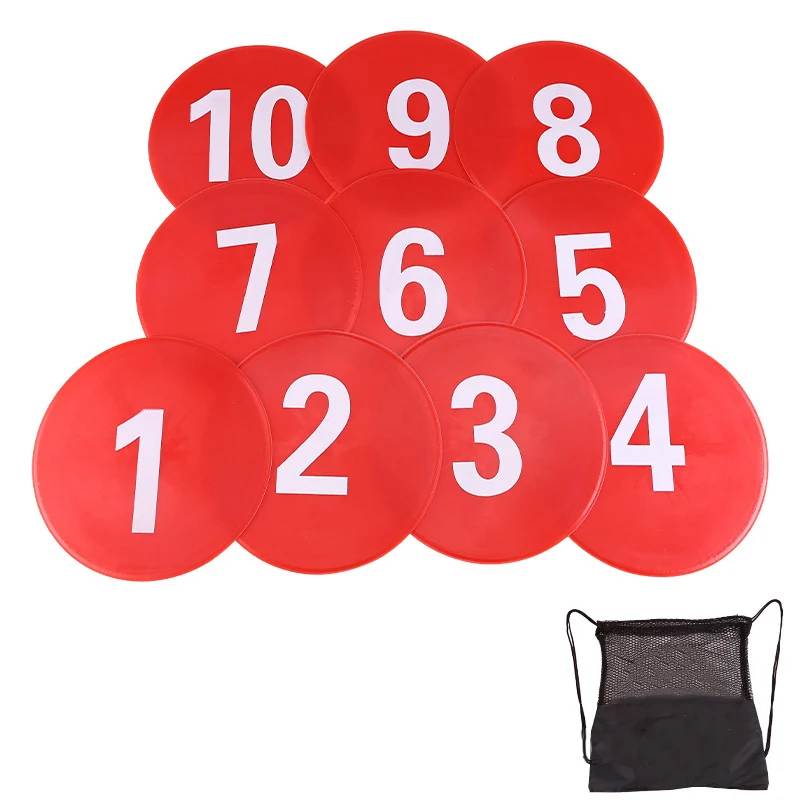 thumbnail image 1 of Juego de marcadores de piso numerados de 9 pulgadas, conos de disco planos de agilidad antideslizantes para fútbol, baloncesto, fútbol americano, béisbol, del 1 al 10, 1 of 5