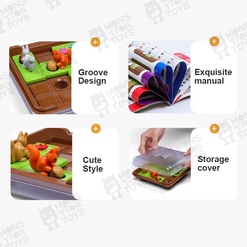 Children Educational Toy Squirrels Push Nuts IQ Puzzle Board Games Montessori Concentration Learning Logical Thinking Training 4