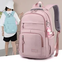 Girls School Bag With pendant Nylon Backpack Travel Rucksack Multi Pockets Waterproof Casual Simple Style Schoolbag for Teenager 1