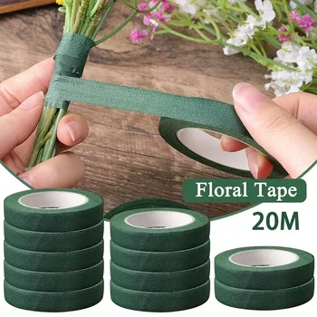 20M Floriculture Tape Self-adhesive Bouquet Floral Stem Paper Tapes Stamen Wrapping Florist DIY Decor Flower Wedding Supplies