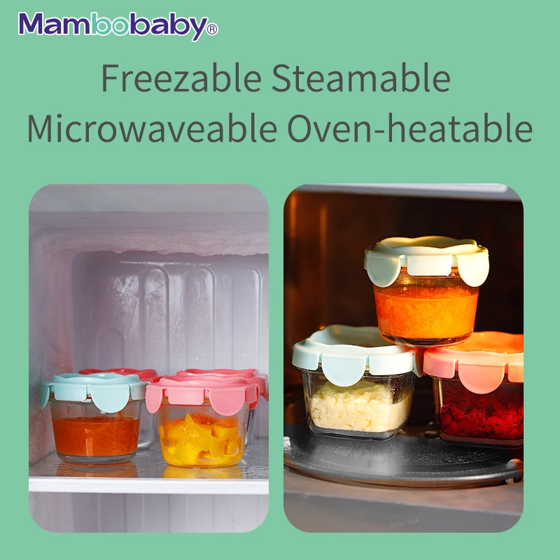 Baby Complementary Feeding Food Container Sealing Cap BPA-Free Glass Jar Portable Food Storage Mambobaby Formula Store Box
