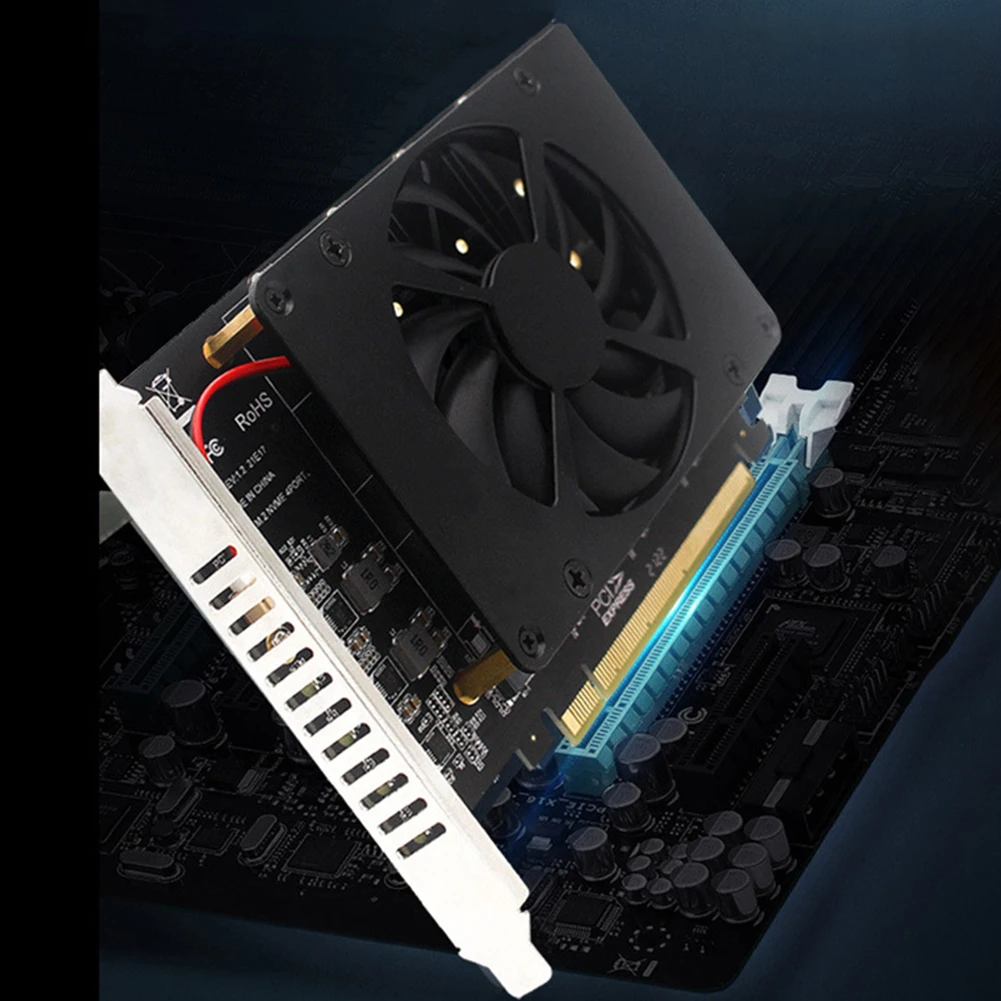 4 Disk Motherboard PCIE Splitter Card with Heat Sink PCIEX16 NVME M.2 MKEY SSD RAID Array Expansion 4 X 32Gbps