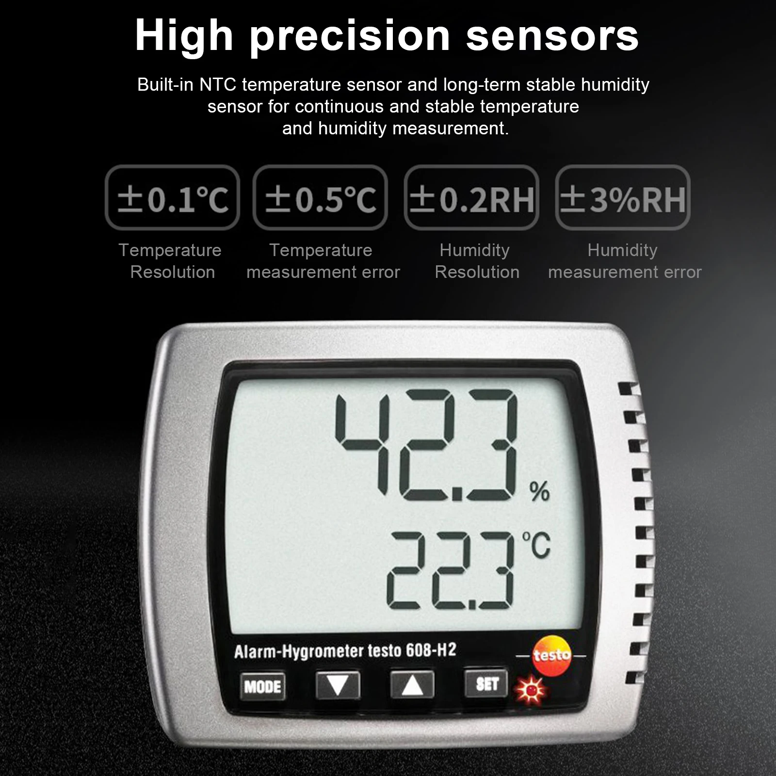 Testo 608 H2 Digital Thermometer Hygrometer With LED Alarm And Dew Point Test Humidity Sensor Temperature and Humidity Meter