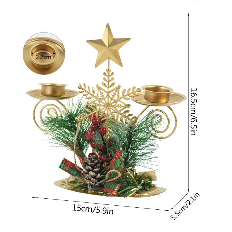 Christmas Wrought Iron Candlestick Santa Claus Snowflake Star Elk Christmas Tree Candle Holder Home Xmas New Year Table Ornament