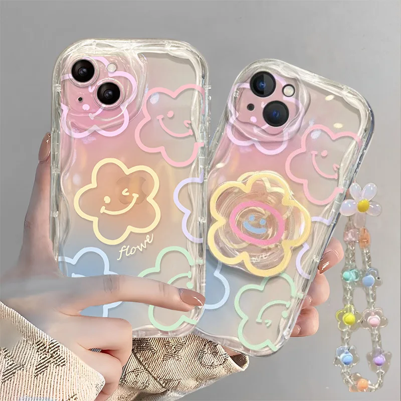 Floral Wrist Strap Phone Case Cover