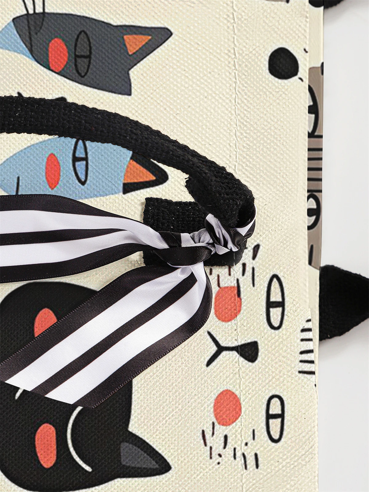 Cartoon cat pattern printed handbag, women's gift handbag, beach bag, suitable for large capacity handbags for men and women