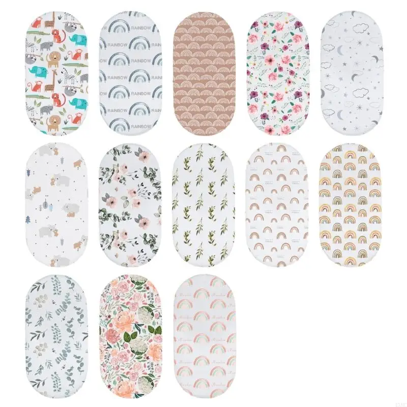 Fitted Bassinet Sheet Cotton Fitted Sheet for Cradle Basket Pad Sheets Changing Mat Cover Crib Bed Protector Case 4XBC