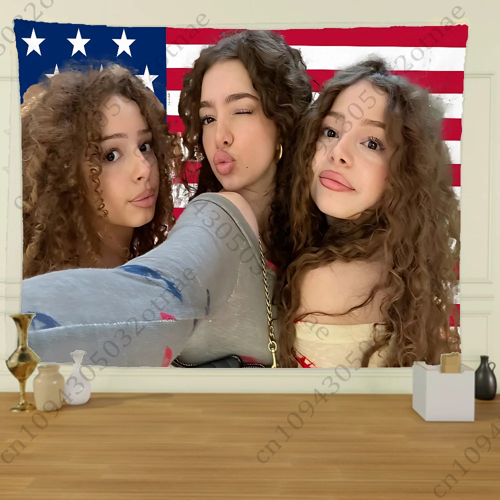 Kalogeras Sisters America Flag Tapestry Creative Pattern Photo Living Room Wall Art Tapestry Decor Party Outdoor Decorate Banner