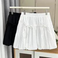 Summer New 100KG Sweet Bow Lantern Mini Skirt Plus Size Women's Washed Short Skirt 1662 - Image 2