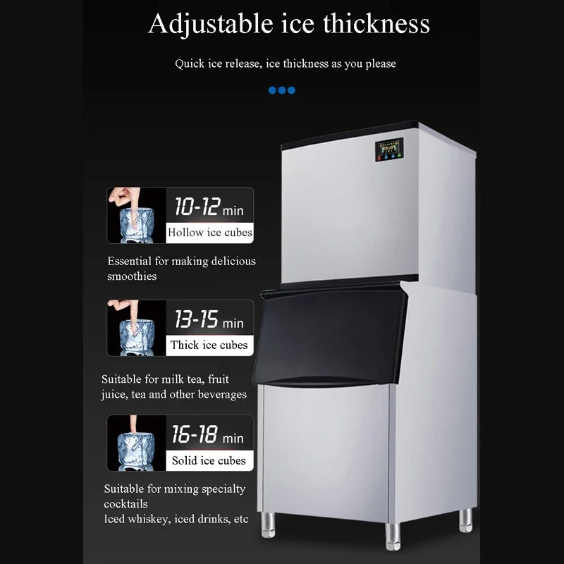 PBOBP 350LBS 550LBS/24Hour Ice Cube Maker Machine 300LBS Storage Cabinet LCD Screen Home Appliance for Bar Restaurant Commercial - Image 3