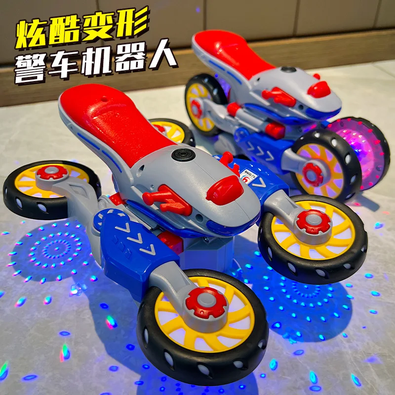 Children's electric universal motorcycle toy, boys' lighting, music, transformation, special effects toy car gift 4