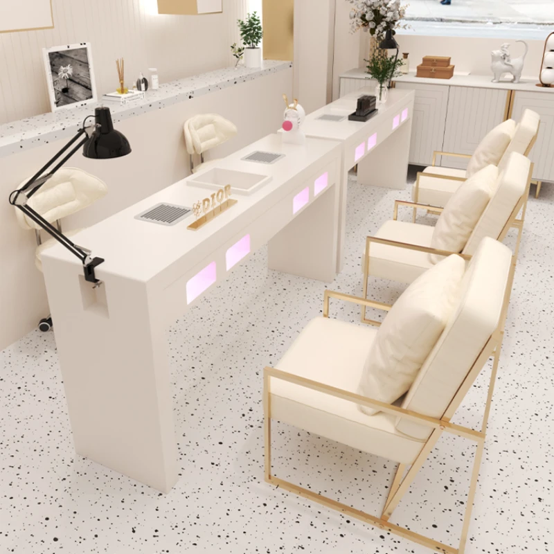 

Design Luxury Nail Tables Simple Nordic Make Up Salon Nail Tables Modern Multifunction Mesa Manicura Salon Furniture HD50NT