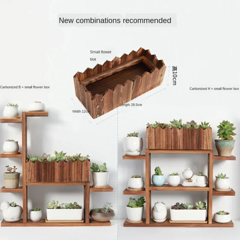 Decorative Indoor Wood Plant Stand Multi-layer Desktop Flower Display Rack