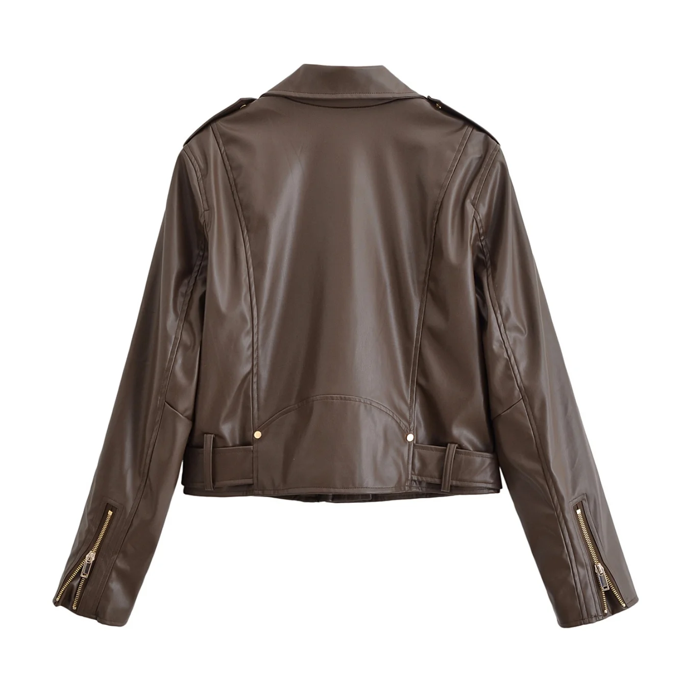 Women Short Leather Jacket Spring Autumn Fashion Zipper Decoration Female Long Sleeve Coats Women High Street Jacket Streetwear