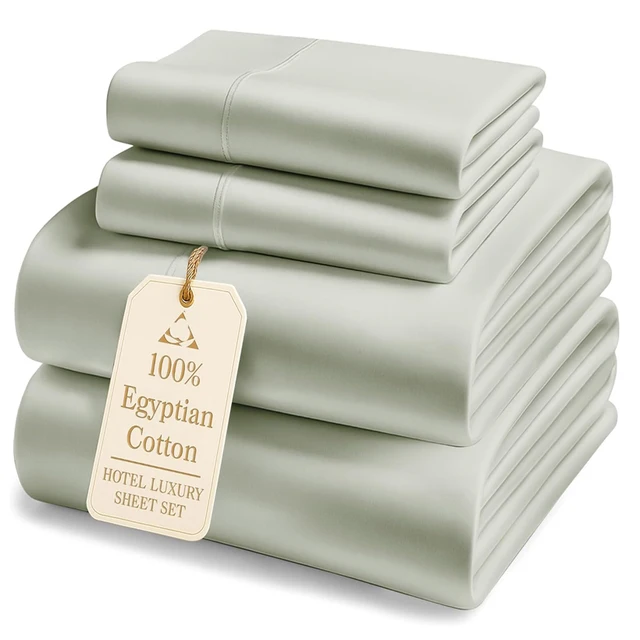 Ensemble de draps de lit de luxe 100% coton égyptien, Ultra doux, 1000 fils, confortable et Durable, drap-housse, taie d'oreiller solide 1